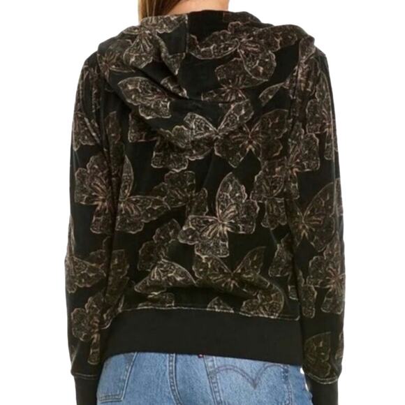 Johnny Was Hoodie Sweater Women XS Black Velour Butterfly Full Zip Bohemian Boho - Picture 11 of 12